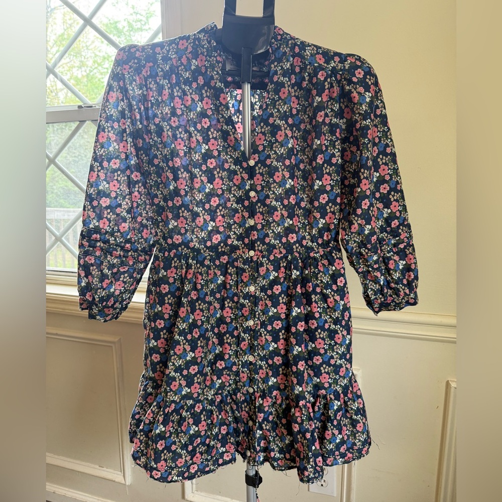 Trovata Navy Dress with Pink and Blue Floral Print